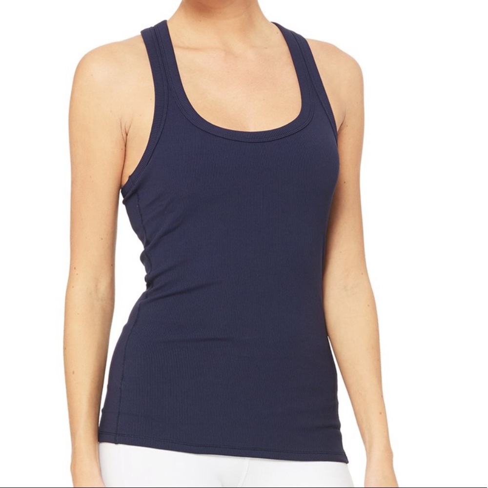 Alo Yoga “Rib Support Tank” in Dark Blue